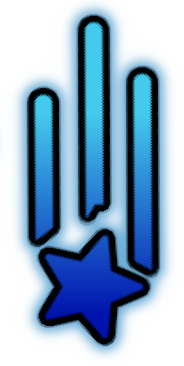 A light blue star shape falling downwards.